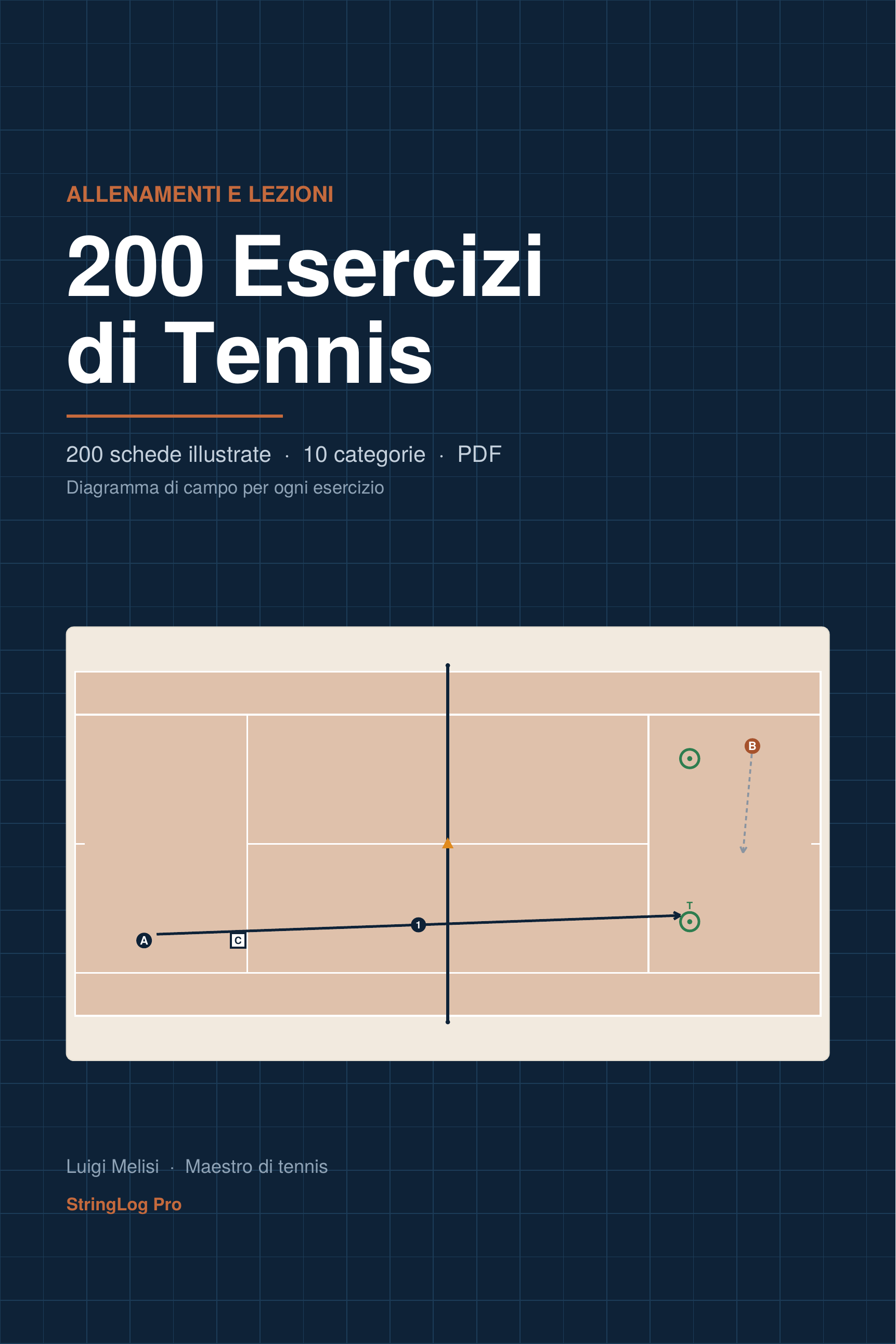 Copertina della guida 200 Esercizi di Tennis di Luigi Melisi